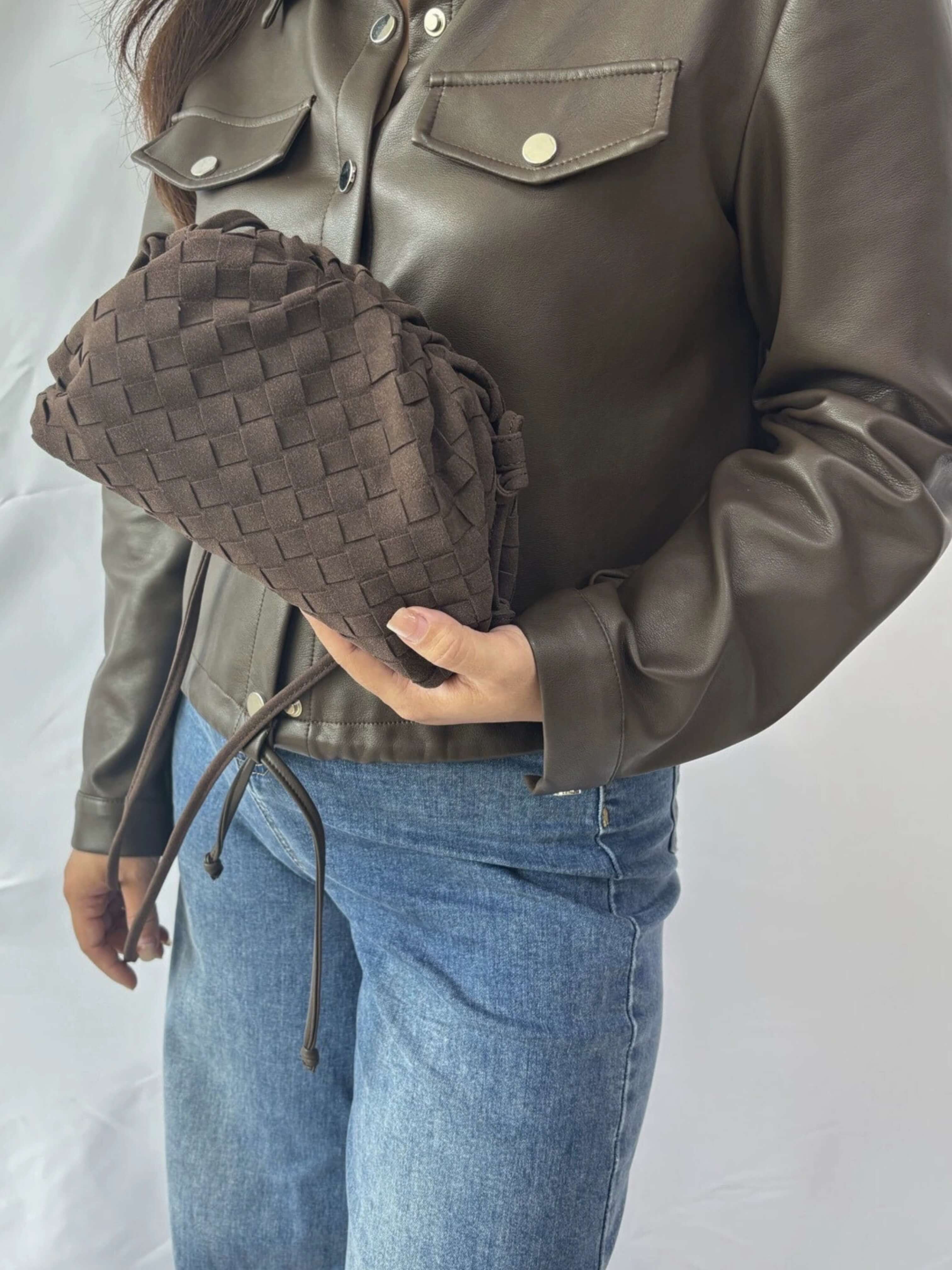 Amie Woven Suede Crossbody Bag