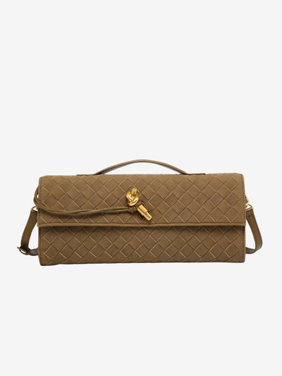 Sara Woven Suede Clutch