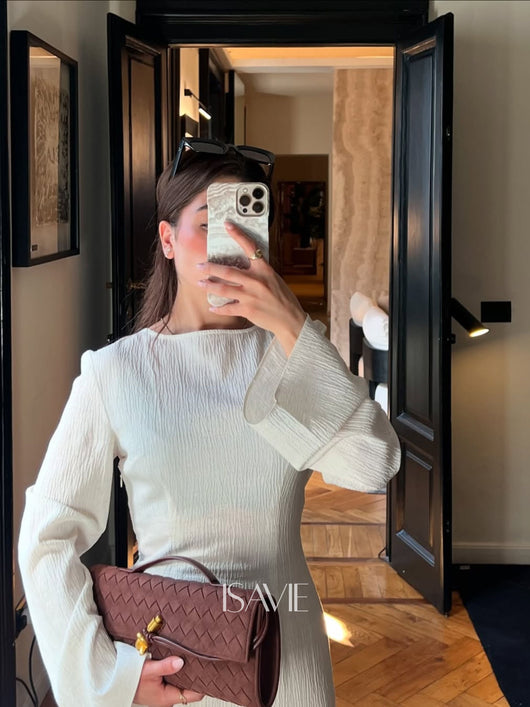 Sara Woven Suede Clutch